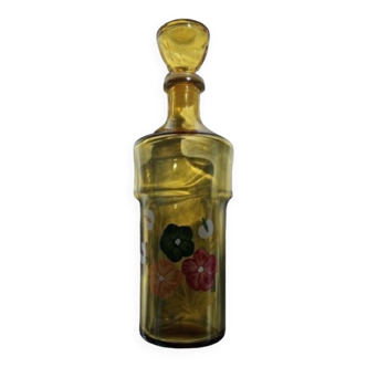 Carafe en verre vintage avec motifs floraux, années 60/70