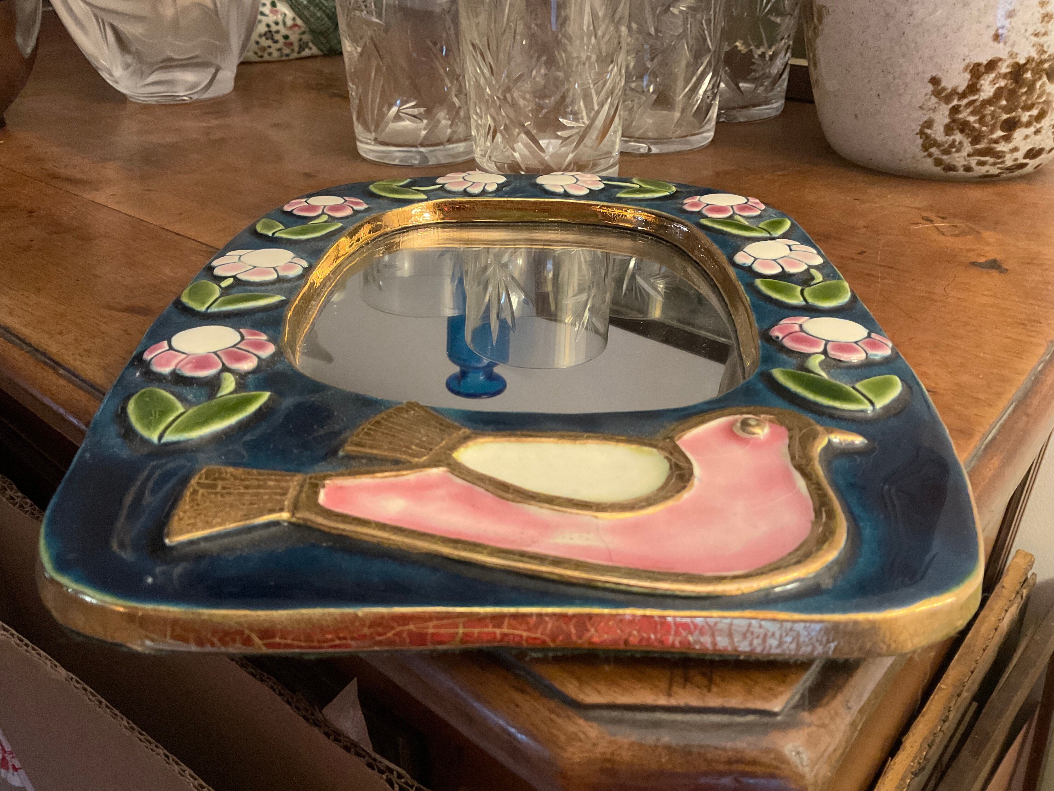 Mirror Mithe Espelt .bird decorations 29x22cm