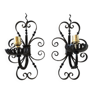 Paire d'appliques en - fer