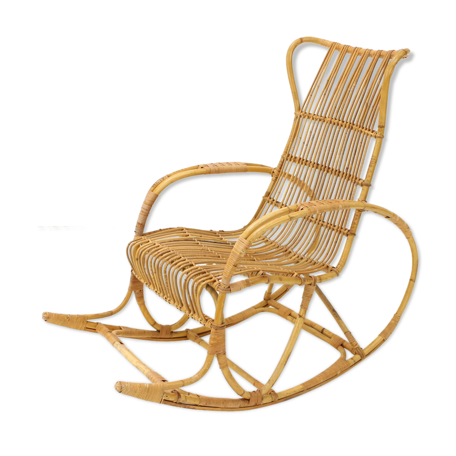 Mid-century rattan rocking chairs, 1960's