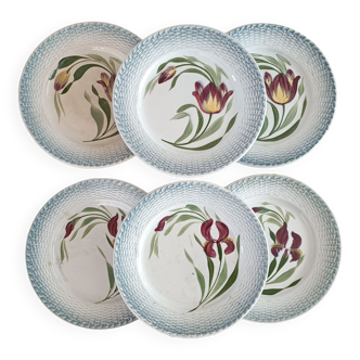 6 Saint Amand plates iris decor