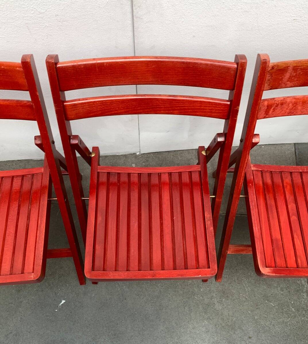 Mid-century wooden folding chair, 1960s, set of 4