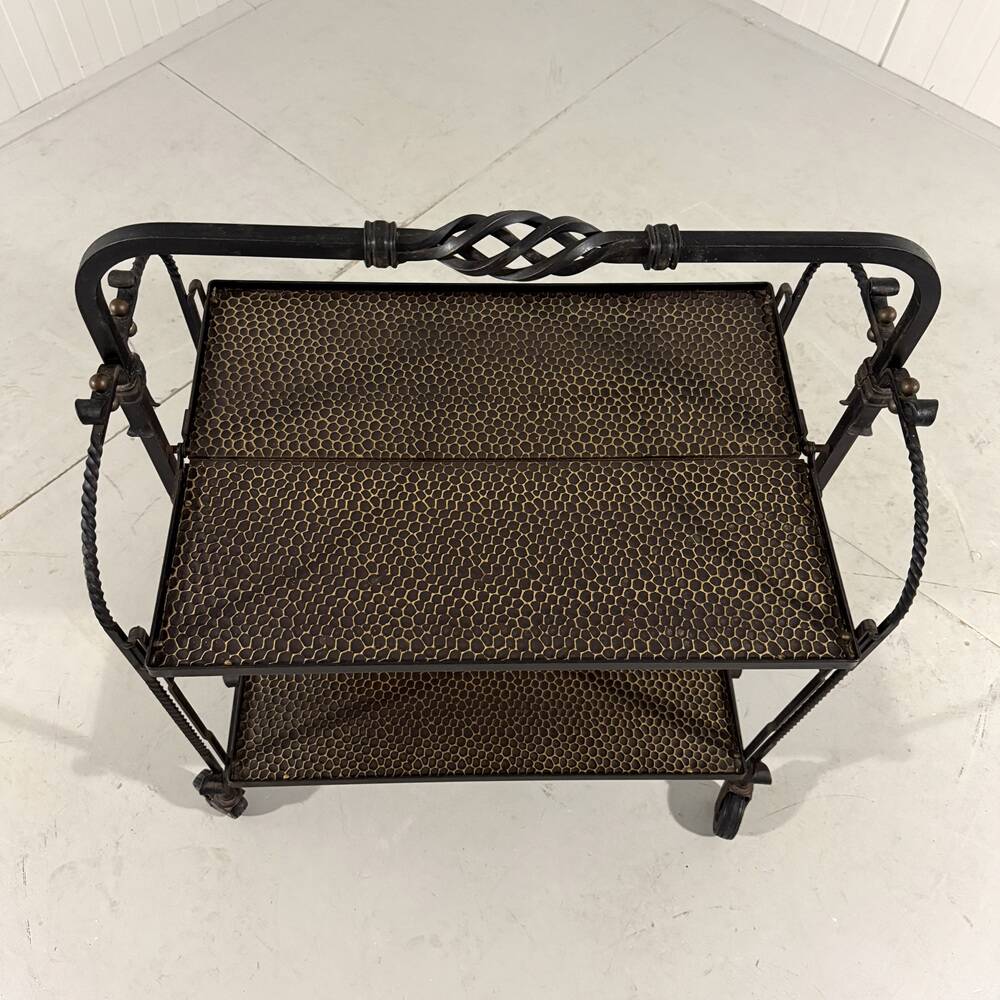 Brutalist wrought iron folding serving trolley 1960’s