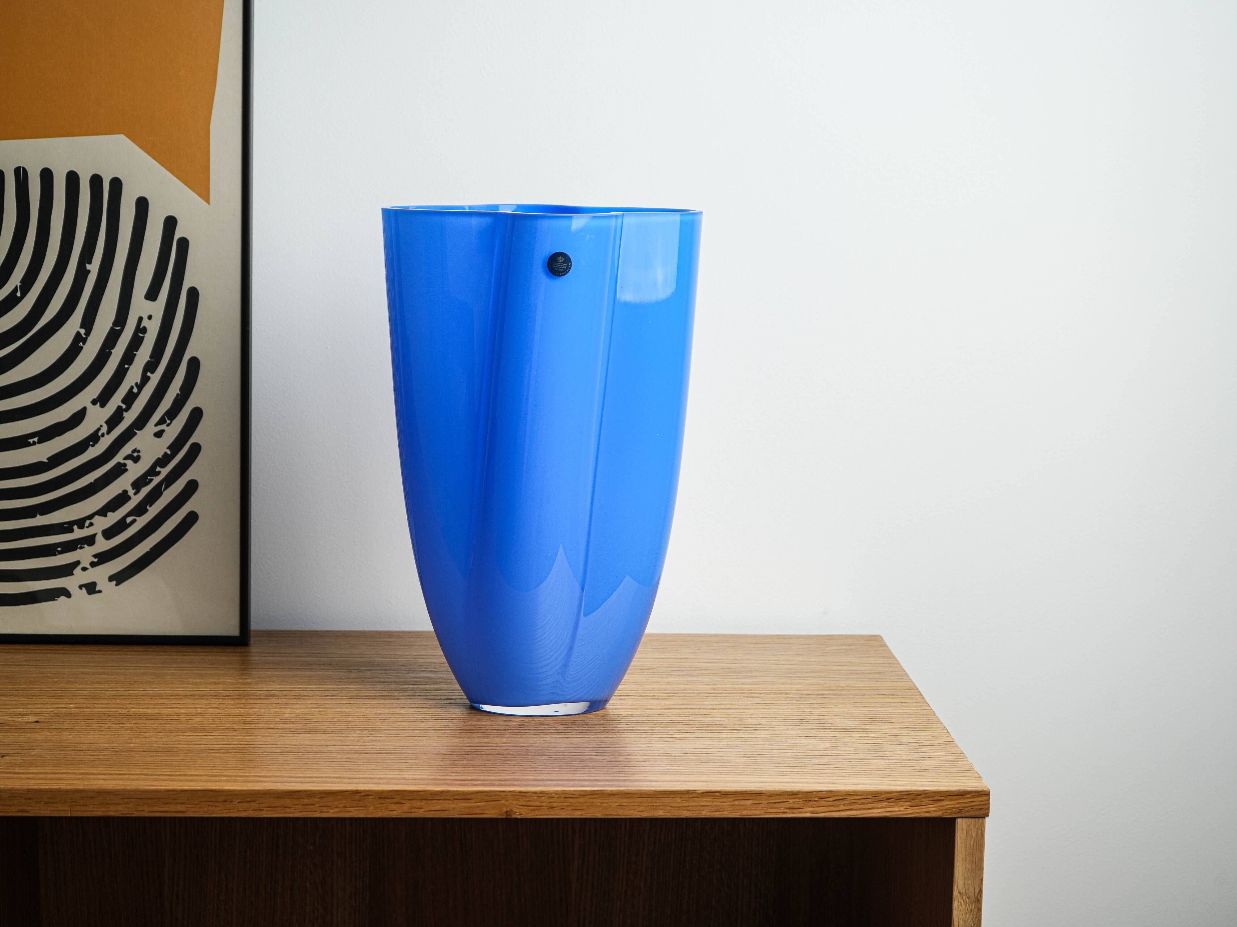 Blue vase, Danish design, 1980s, manufactured by Royal Copenhagen