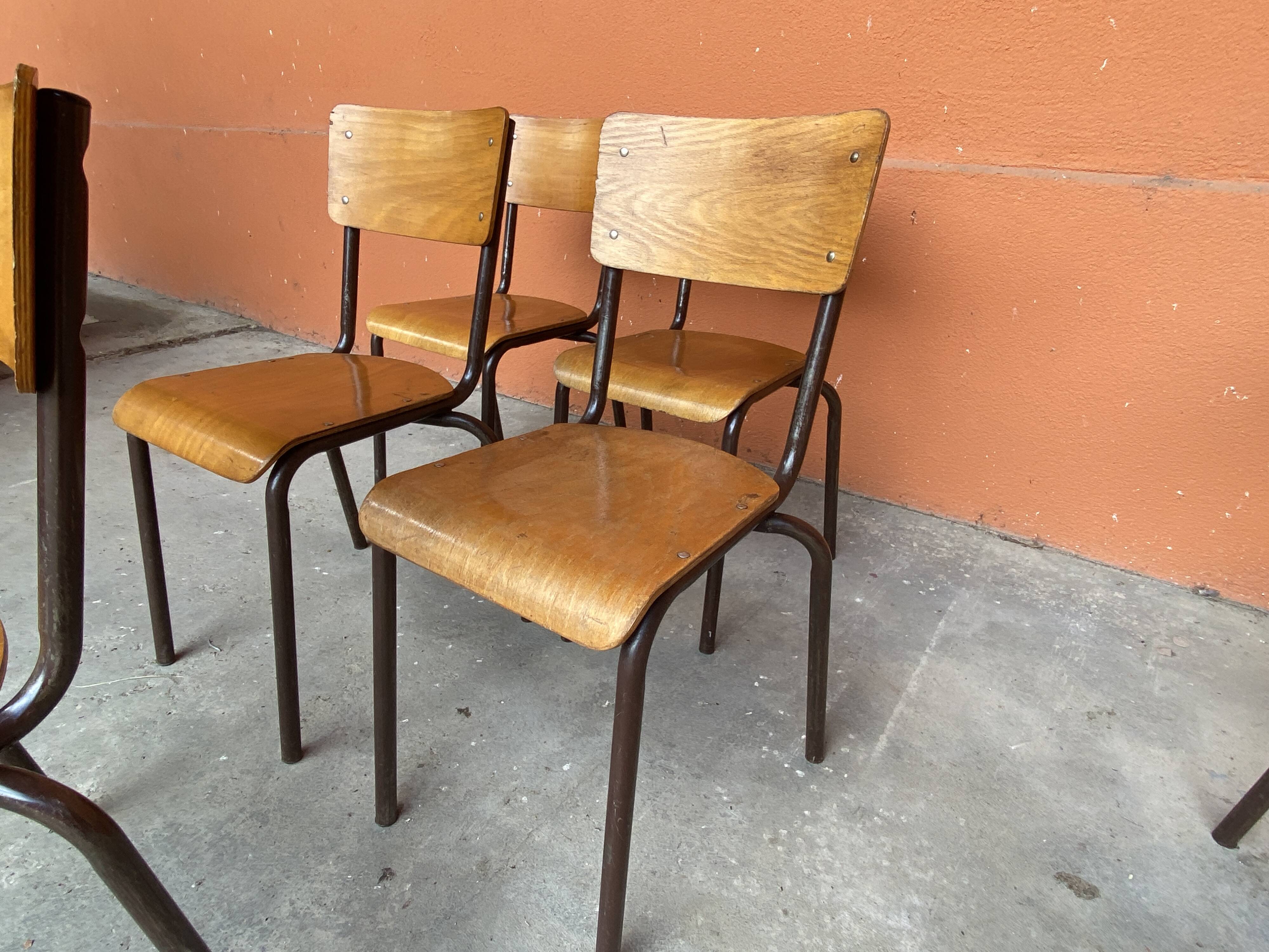 6 chaises école Mullca vintage 60s