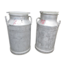 Pair of farm milk pots, aluminum cans