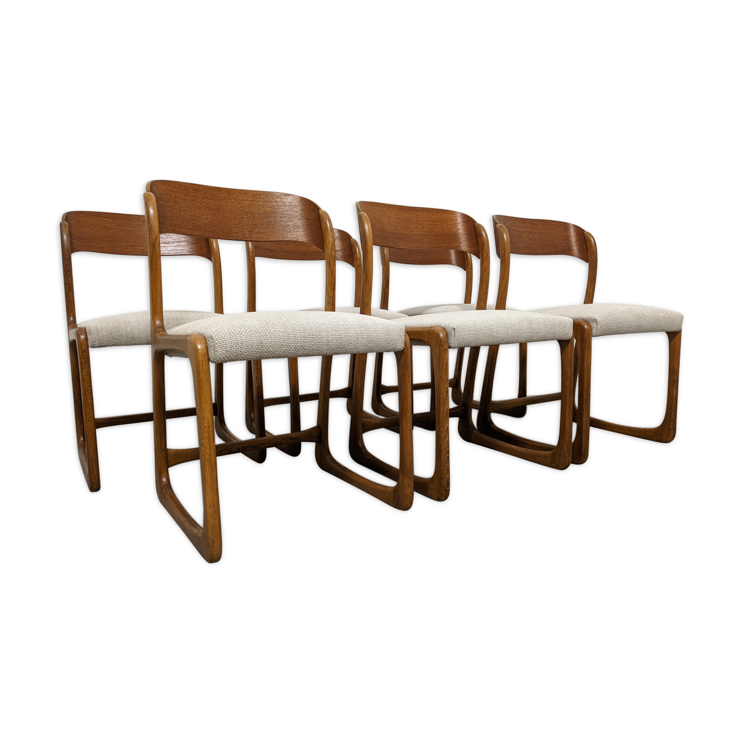 Set of 6 Baumann sleigh chairs from the 60s/70s