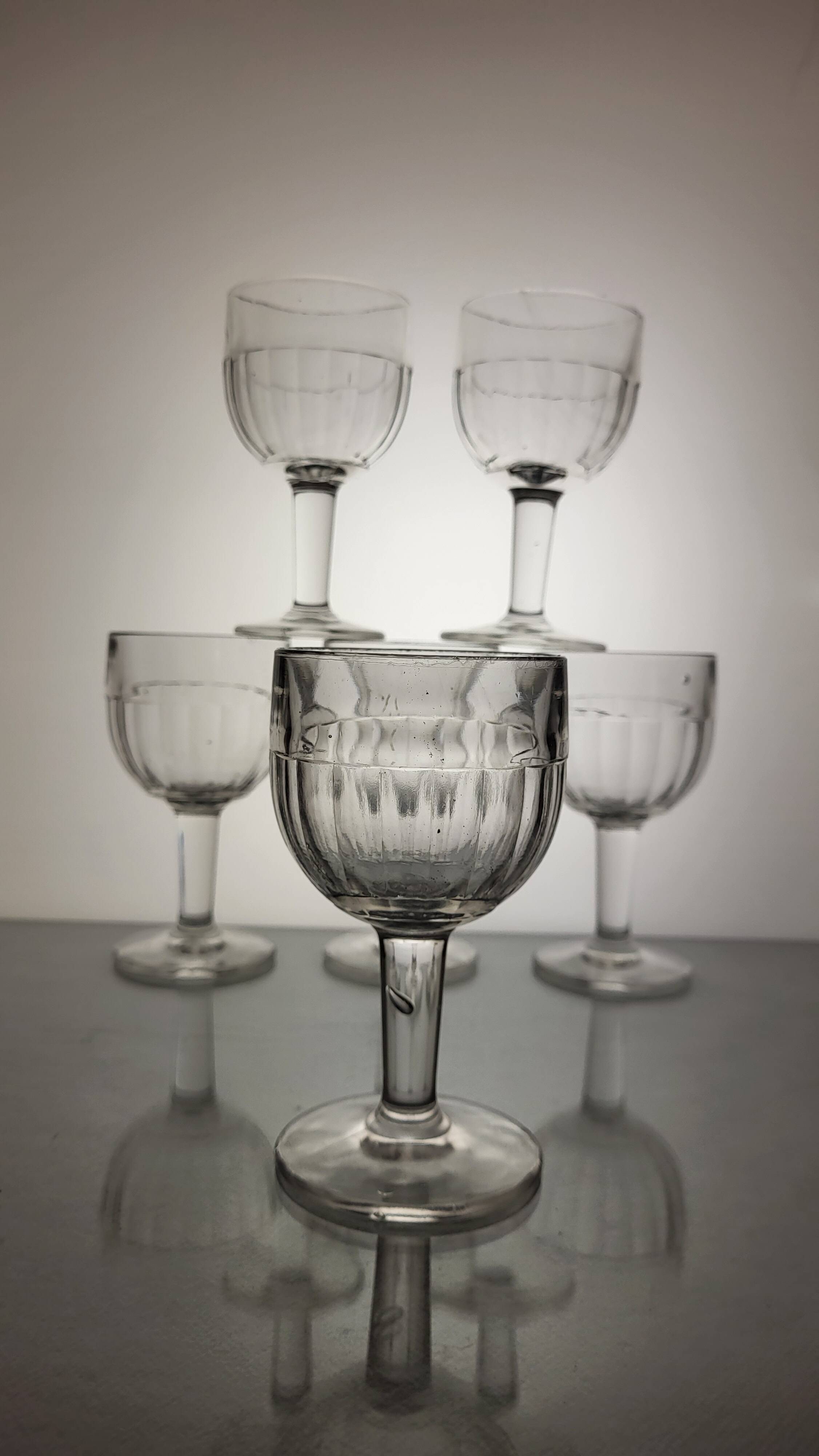 6 molded glass wine glasses