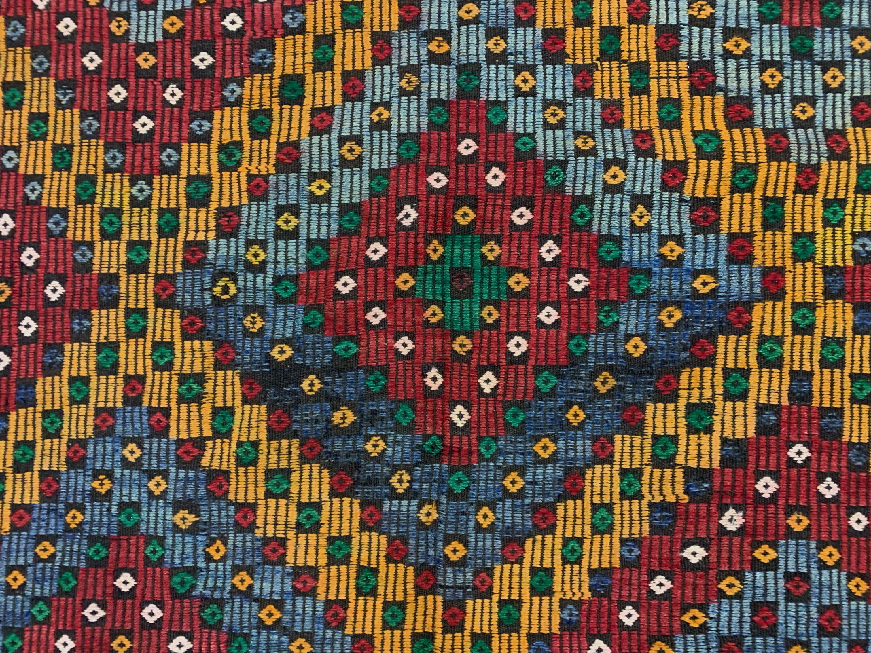 Large Vintage Turkish Kilim Rug 376x172 cm Wool Jajim Kelim