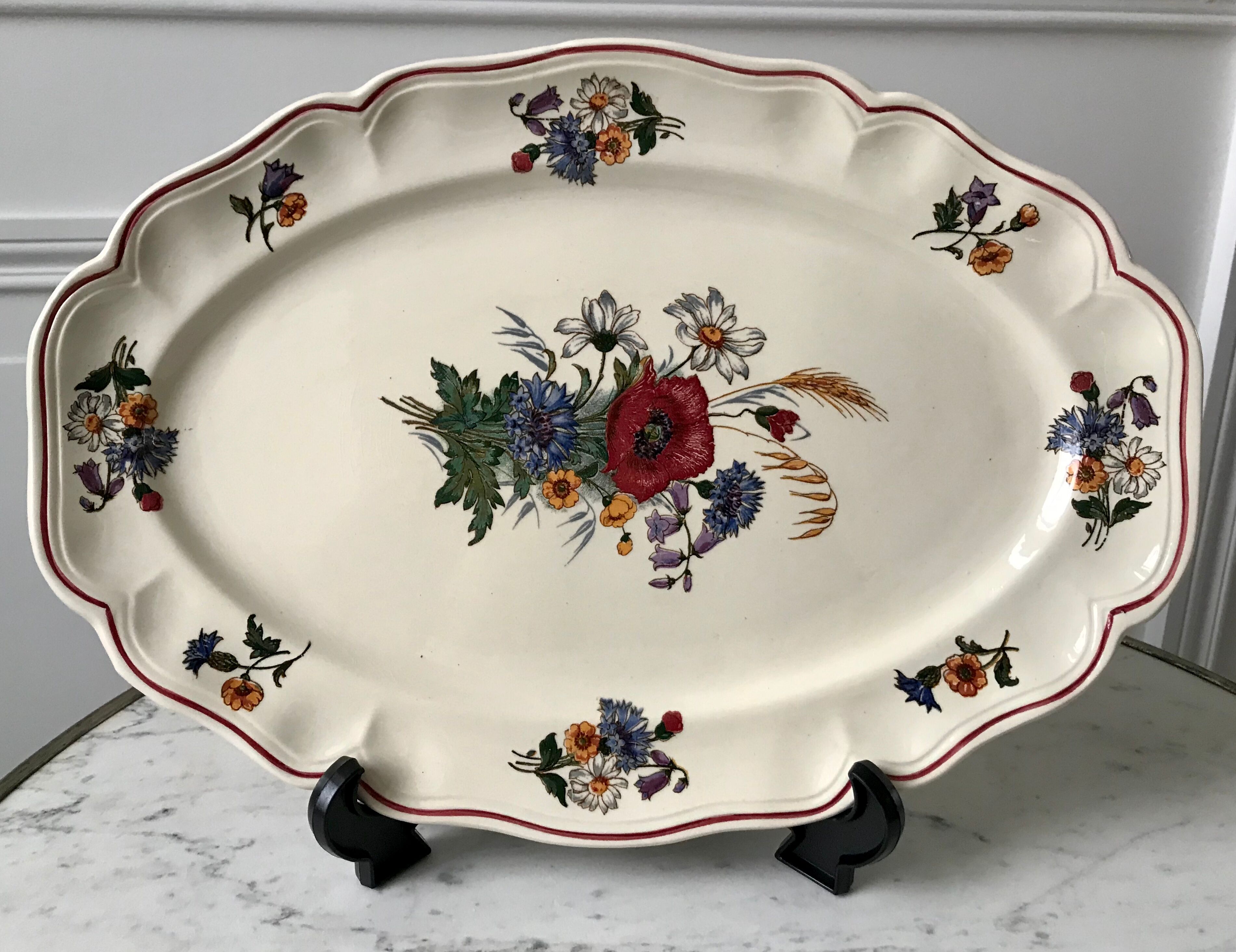 Dish oval Digoin Sarreguemines model Agreste 50s