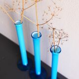 Vintage tall handblown orchid vases in azure blue by Artur Percy for Gullaskruf, 1970s, set of 3