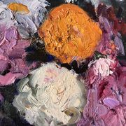 Large oil on canvas of a still life with flowers 1929, antique painting.