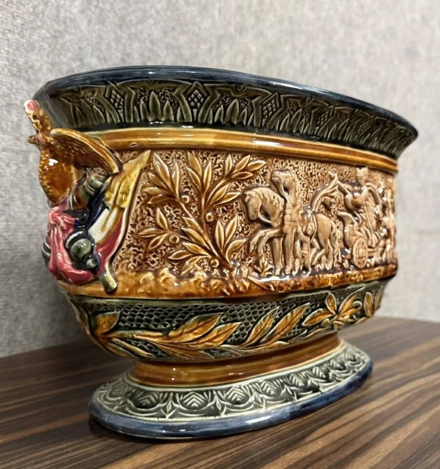 Very Important polychrome earthenware planter, French work from the 19th century.
