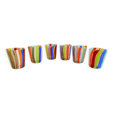 Set of 6 Contemporary Multicolored Murano Style Glasses