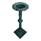 Vintage candlestick holder in patinated green-grey cast iron, 32.5 cm