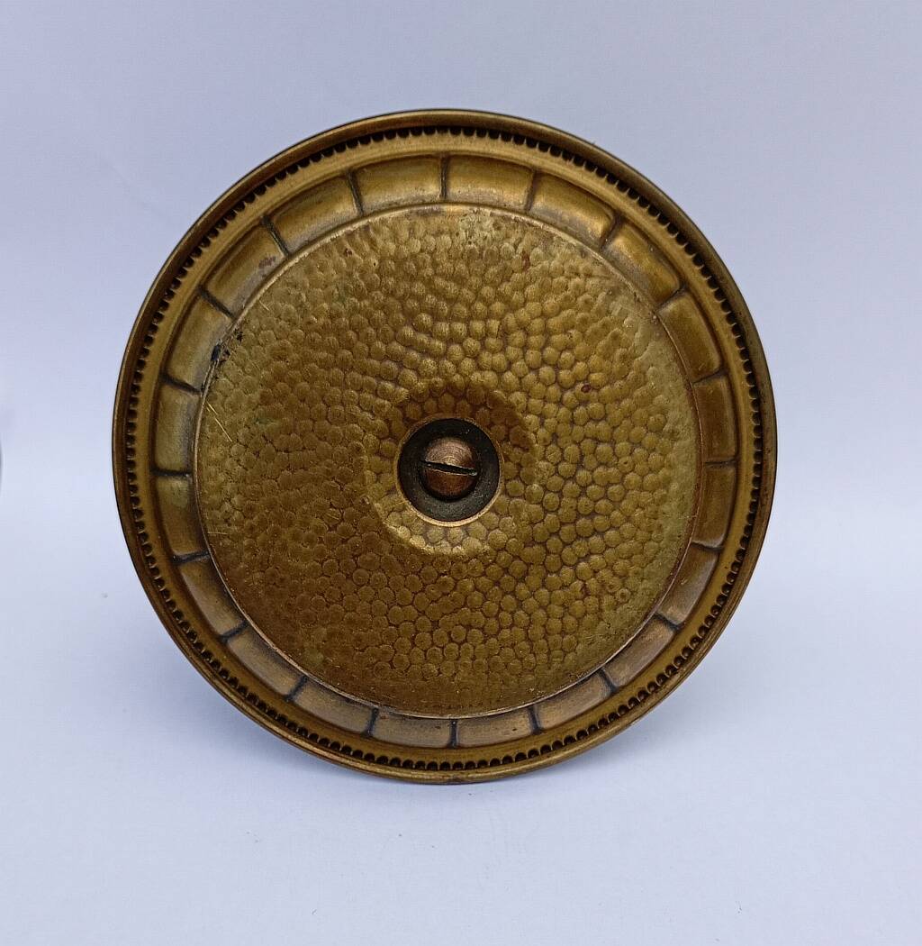 1920s Art Deco Hand-Hammered Brass Matchbox Holder & Ashtray by WMF