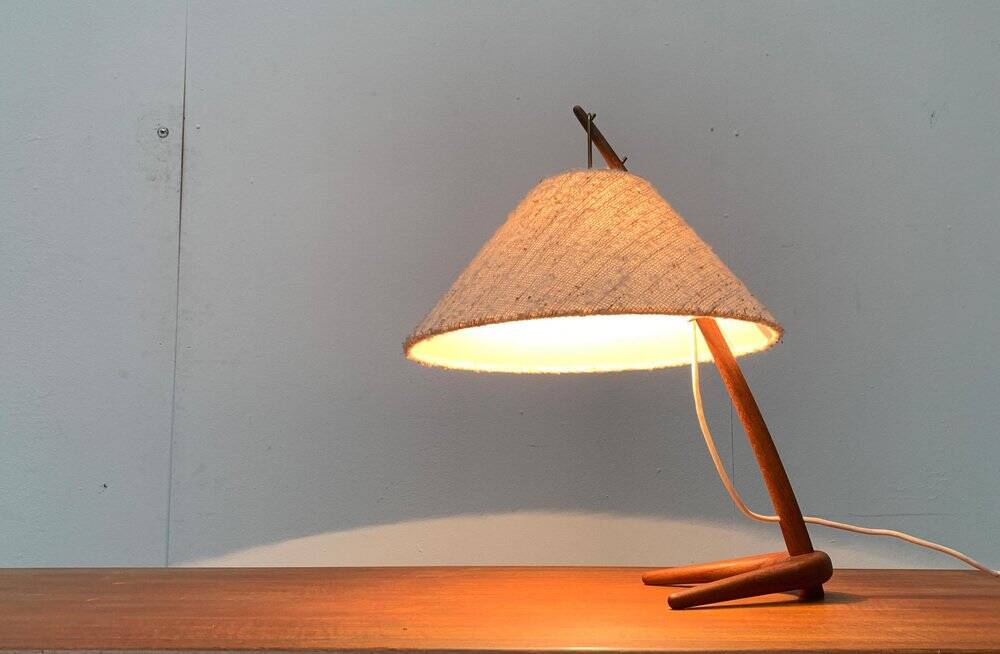 Mid-century Dornstab table lamp in teak by A. Pöll for Kalmar