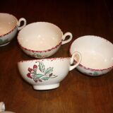 6 beige and red St Amand coffee cups