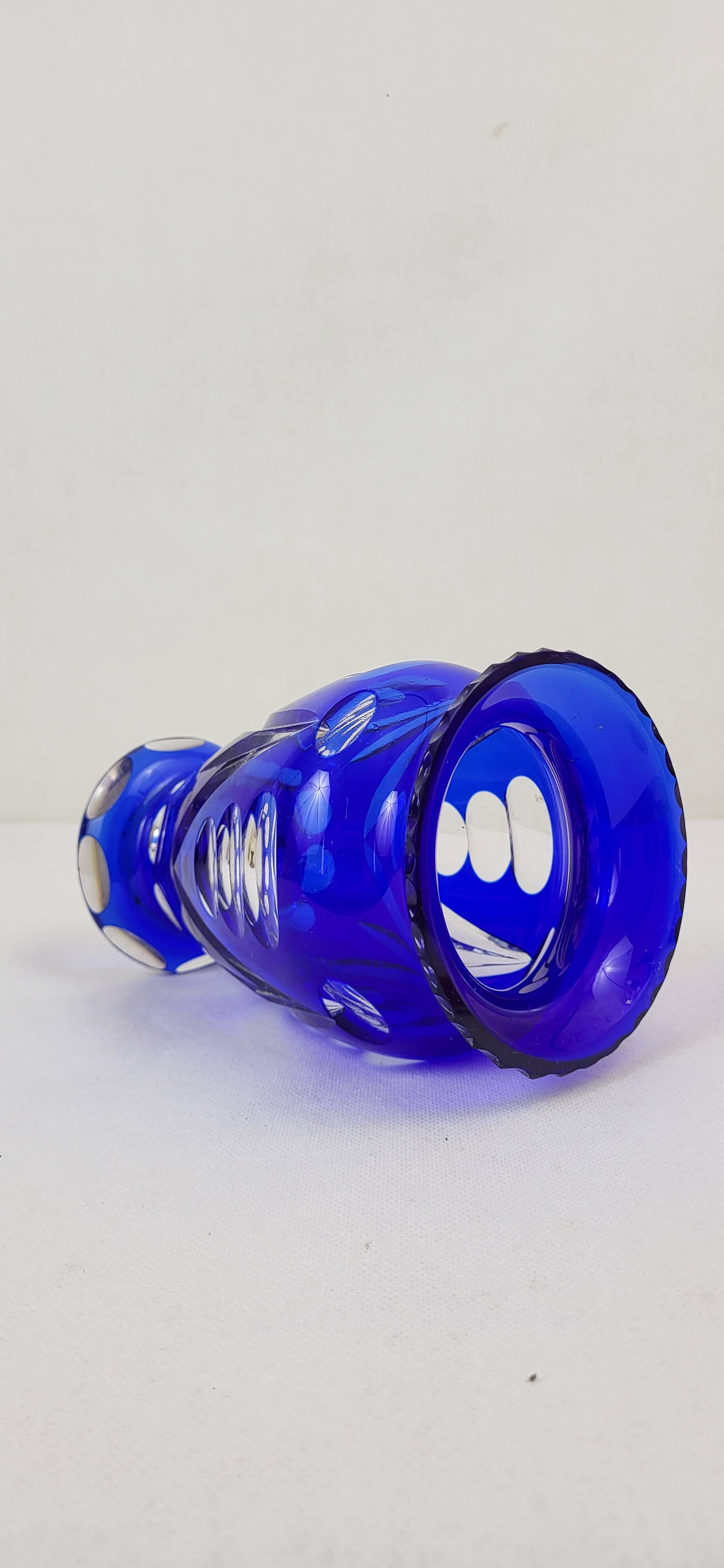 Cobalt blue crystal vase, Czechoslovakia