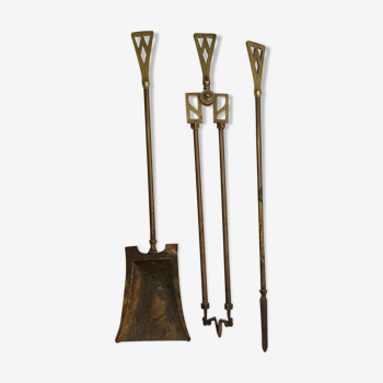 Trio of brutalist styled fireplace toolset