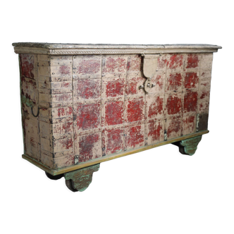 Indian wooden chest on wheel