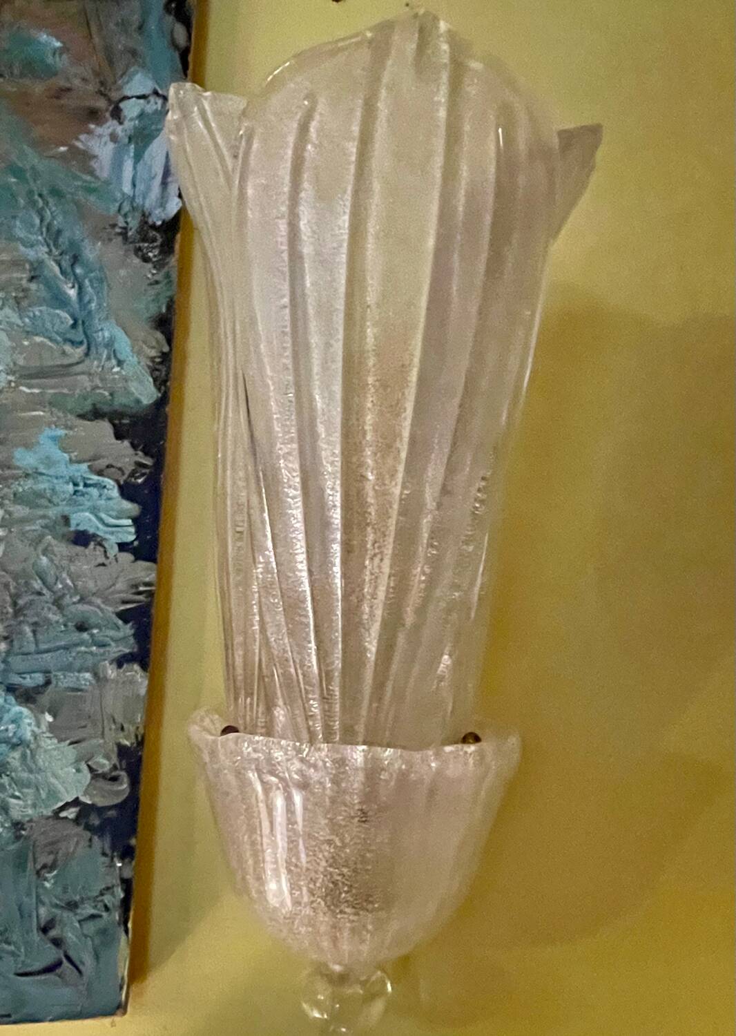 Barovier Toso large Murano glass wall lamp, Italy 1980s