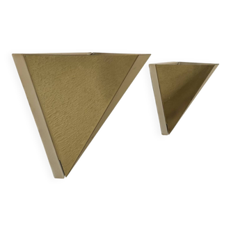 Pair of vintage geometric wall lights, Brass, France 1970