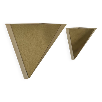 Pair of vintage geometric wall lights, Brass, France 1970
