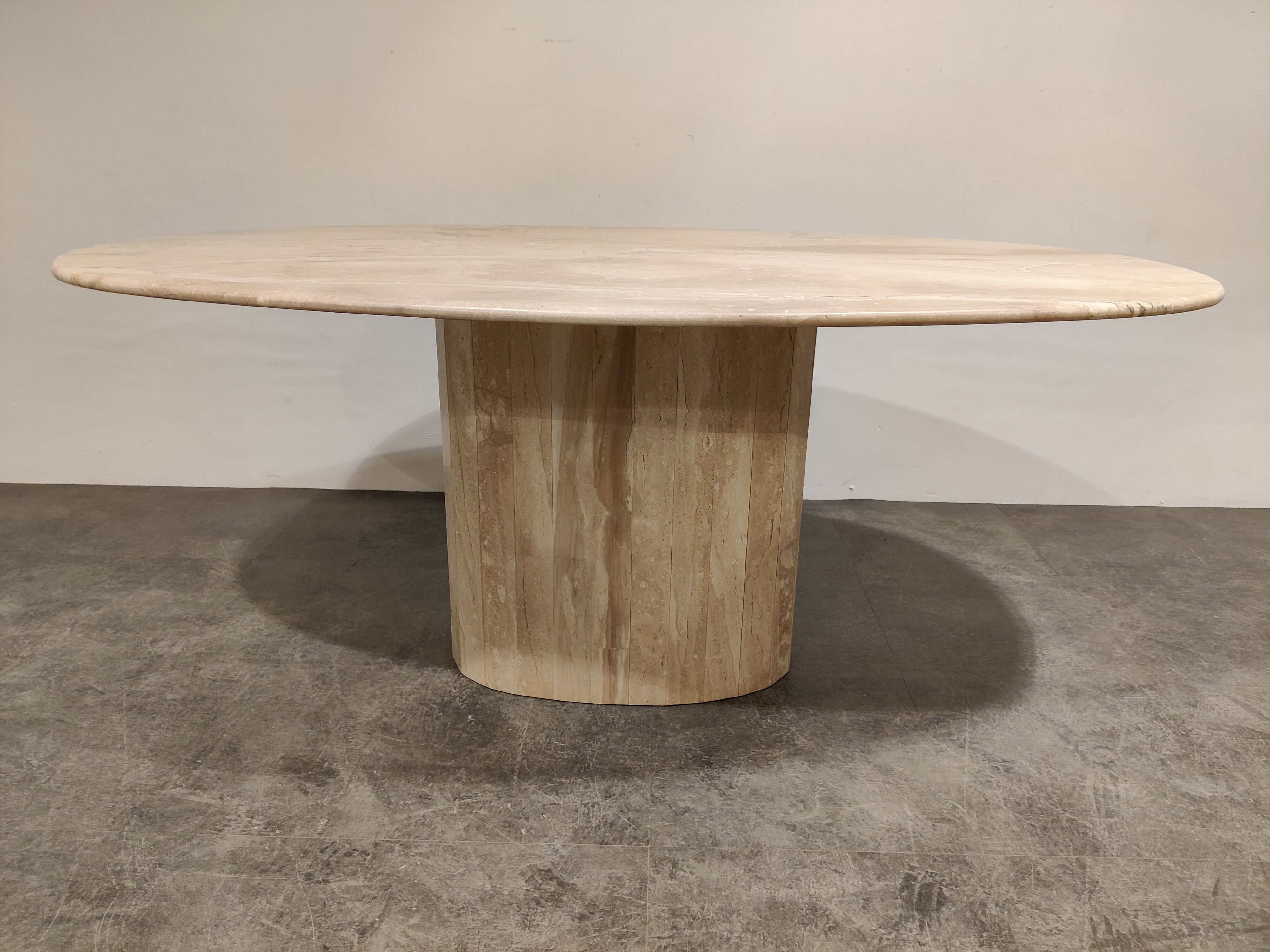 Vintage oval travertine dining table, 1970s