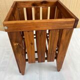 Tabouret, panier linge vintage en bois
