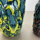 set of 2 Rare Super Color Crusty Fat Lava Vases by Scheurich, Germany WGP, 1970s