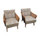 Paire de fauteuils vintage pieds compas et cannage