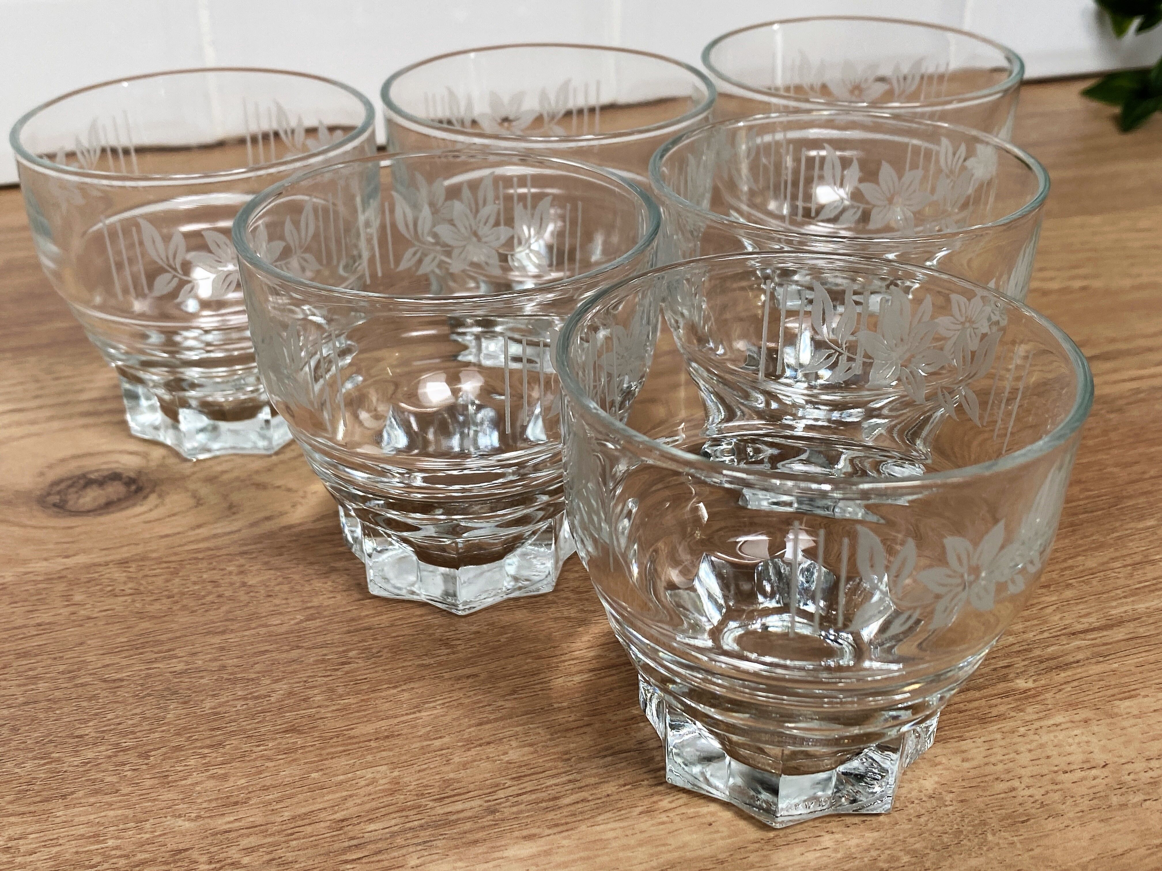 6 verres à eau vintage sérigraphiés
