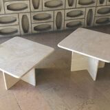 Square travertine coffee tables