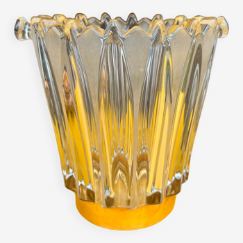 1950s glass and gold vase