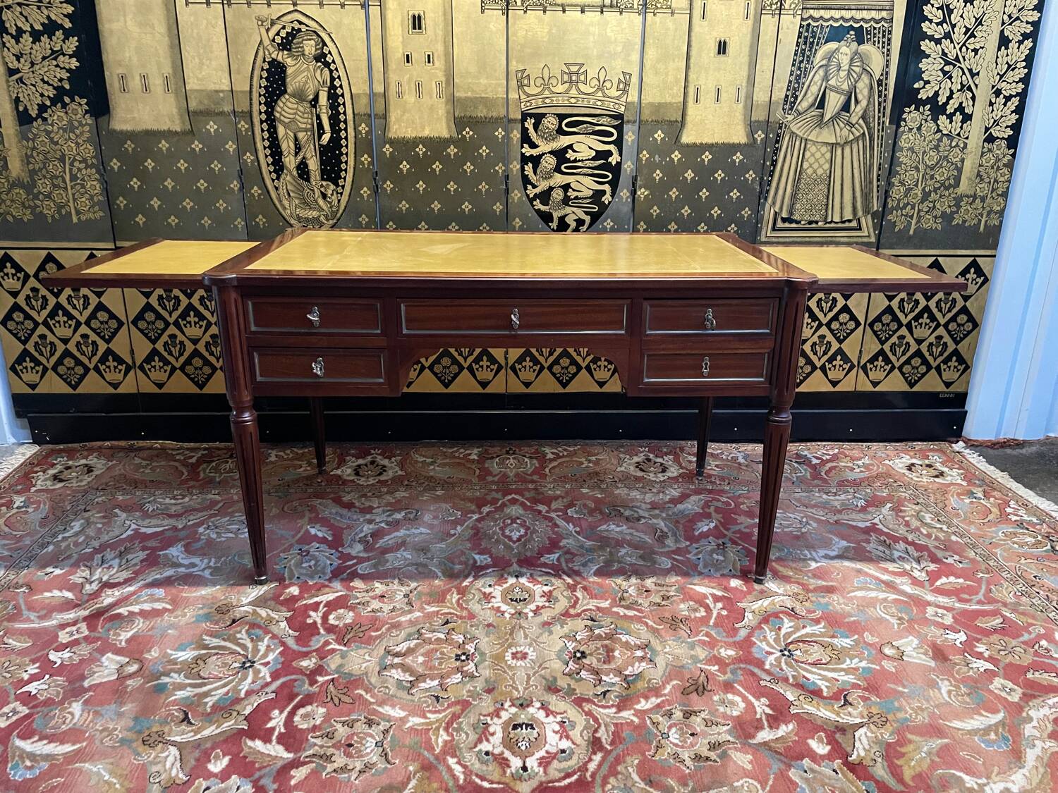Louis XVI style mahogany flat desk