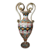 Large ornamental vase in Italian majolica (Molaroni)