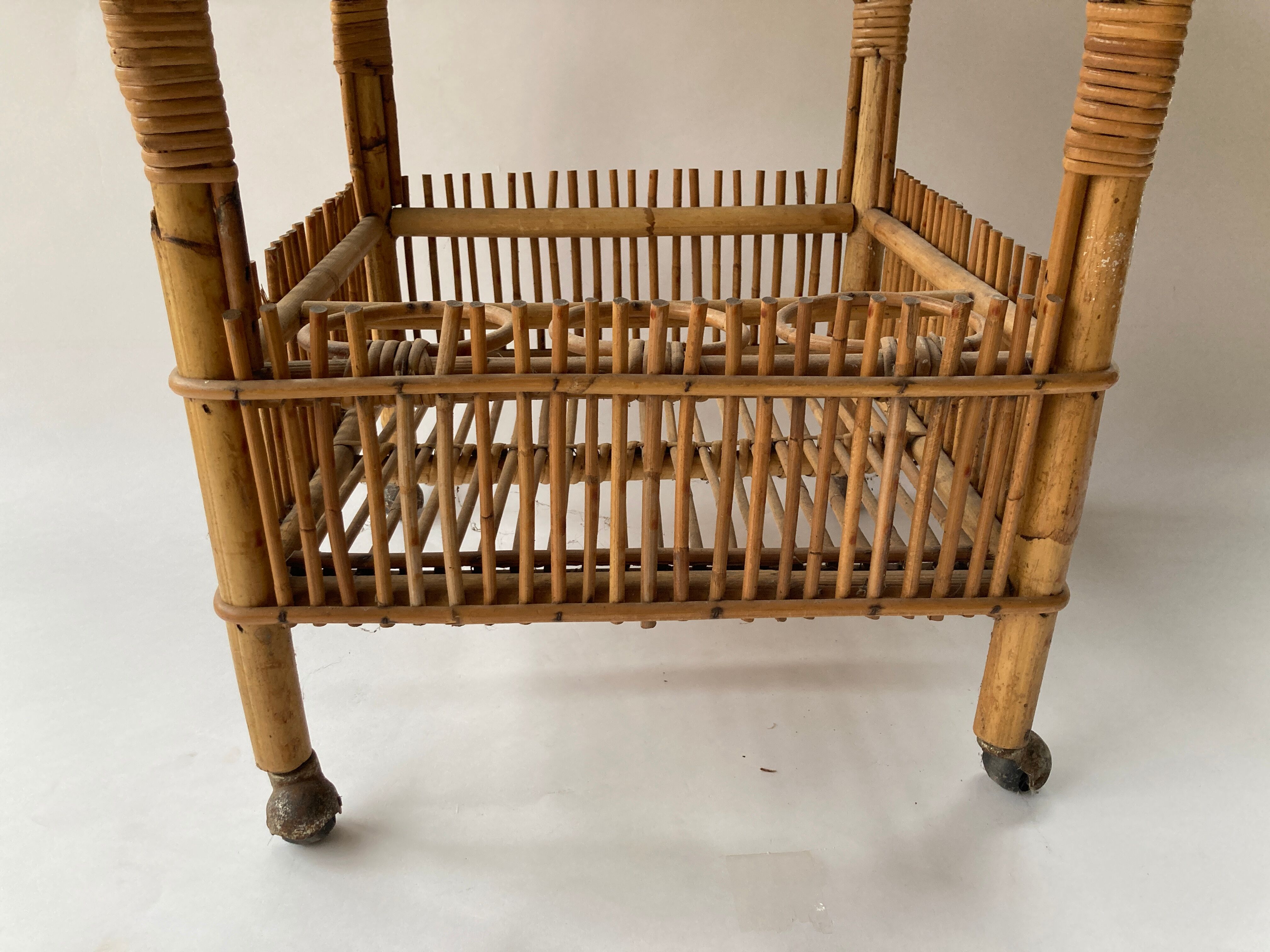 Chariot de bar en bambou des années 1950 - 1960
