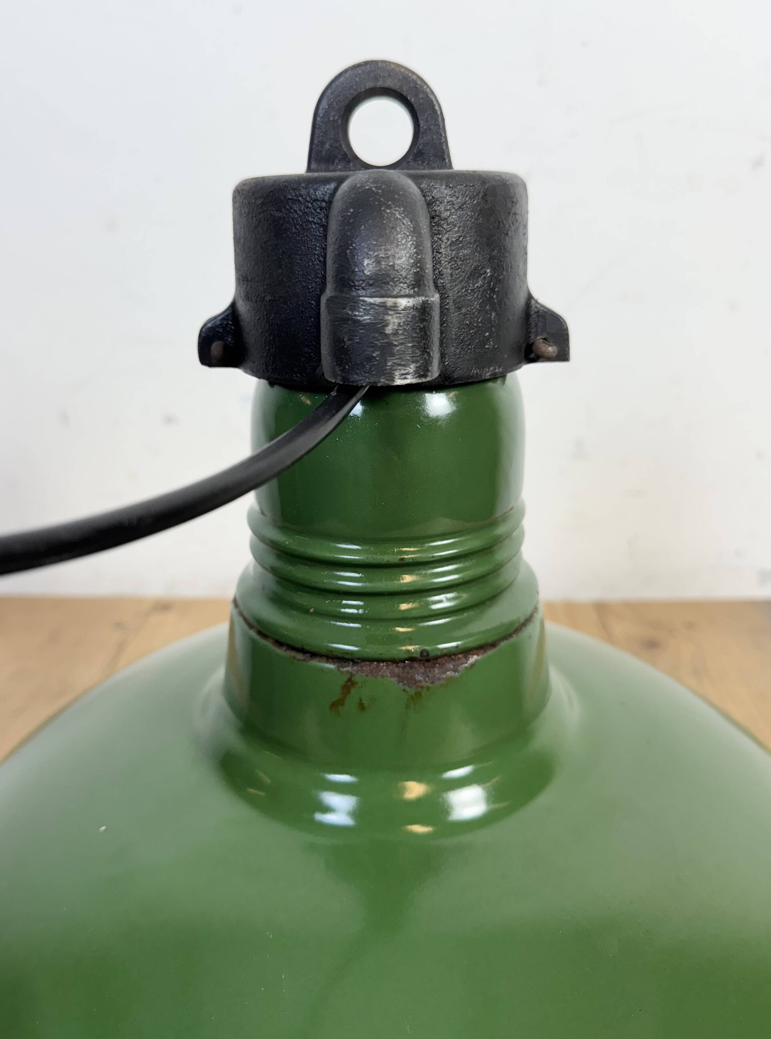 Industrial Green Enamel Factory Pendant Lamp, 1960s