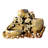Chinese soapstone or steatite inkwell vase with floral decoration, late 19th century