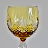 Set of 6 Bohemian Multicolored Antique Crystal Wine Glasses