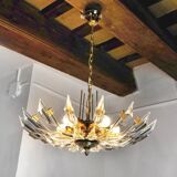 Chandelier '"sun" by Oscar Torlasco for Stilkronen cut glass triedri, Italy, 1970