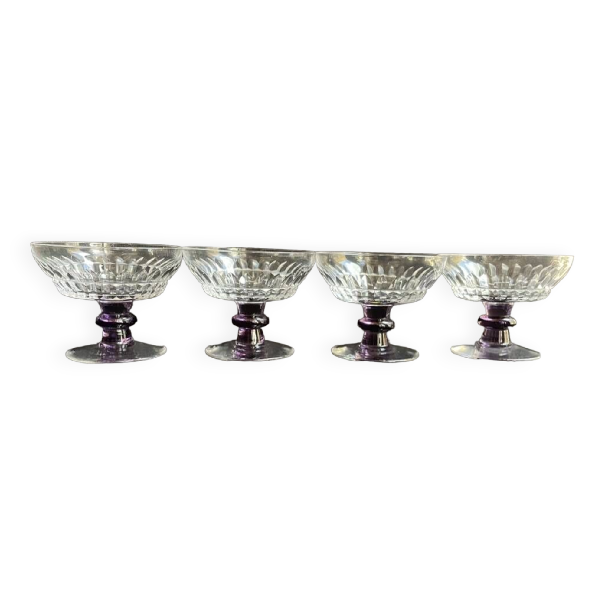 4 Coupes en cristal taillé coloré – Val Saint Lambert