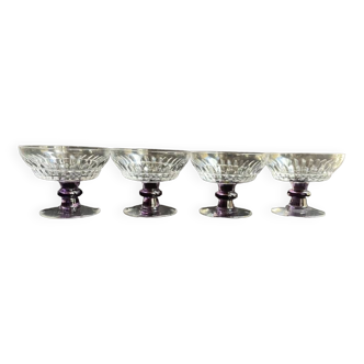 4 Cups in colored cut crystal – Val Saint Lambert