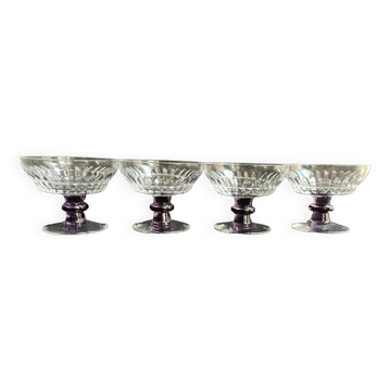 4 Cups in colored cut crystal – Val Saint Lambert