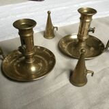 Pair of antique copper candle holders