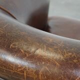 English style sheep leather club chair finished with decorative nails