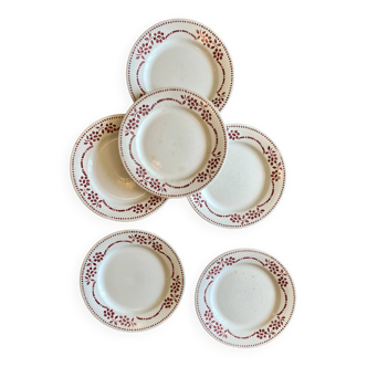 Lot de 6 assiettes plates vintages de la manufacture Digoin Sarreguemines