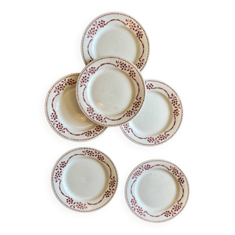 Set of 6 vintage flat plates from the Digoin Sarreguemines factory