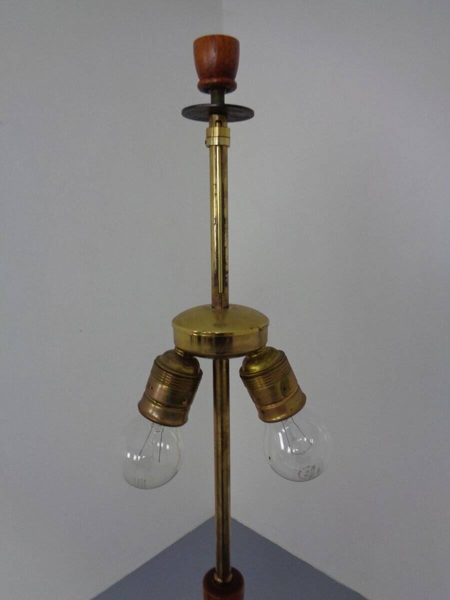 Tripod Teak & Copper Floor Lamp from Fog & Mørup, 1960s